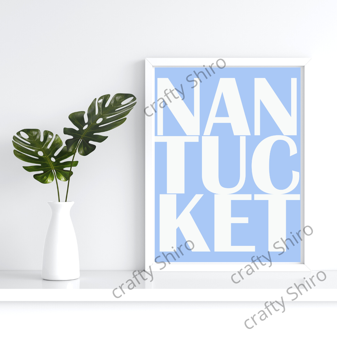 Nantucket print downloadable only - Nantucket digital print light blue