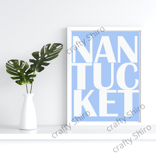 Nantucket print downloadable only - Nantucket digital print light blue