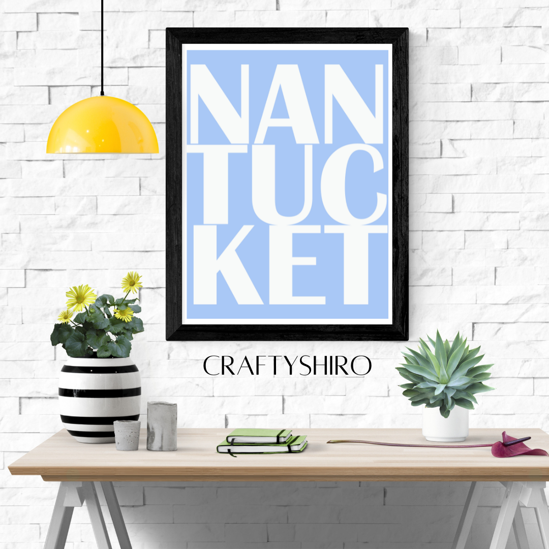 Nantucket print downloadable only - Nantucket digital print light blue