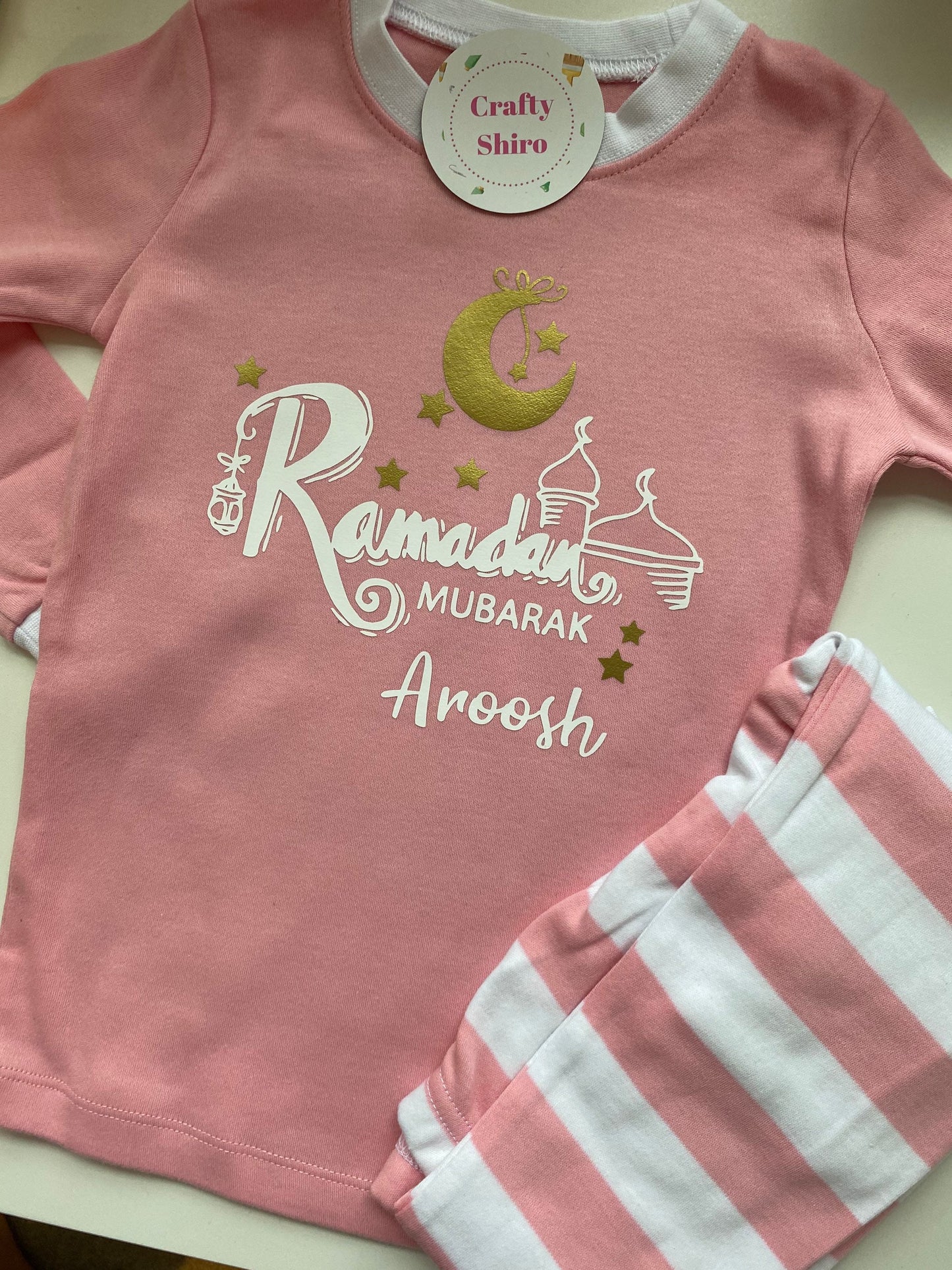 Personalized Ramadan mubarak kids pjs ramadan pj ramadan for kids SHORT SLEEVED ramadan/eid pajamas