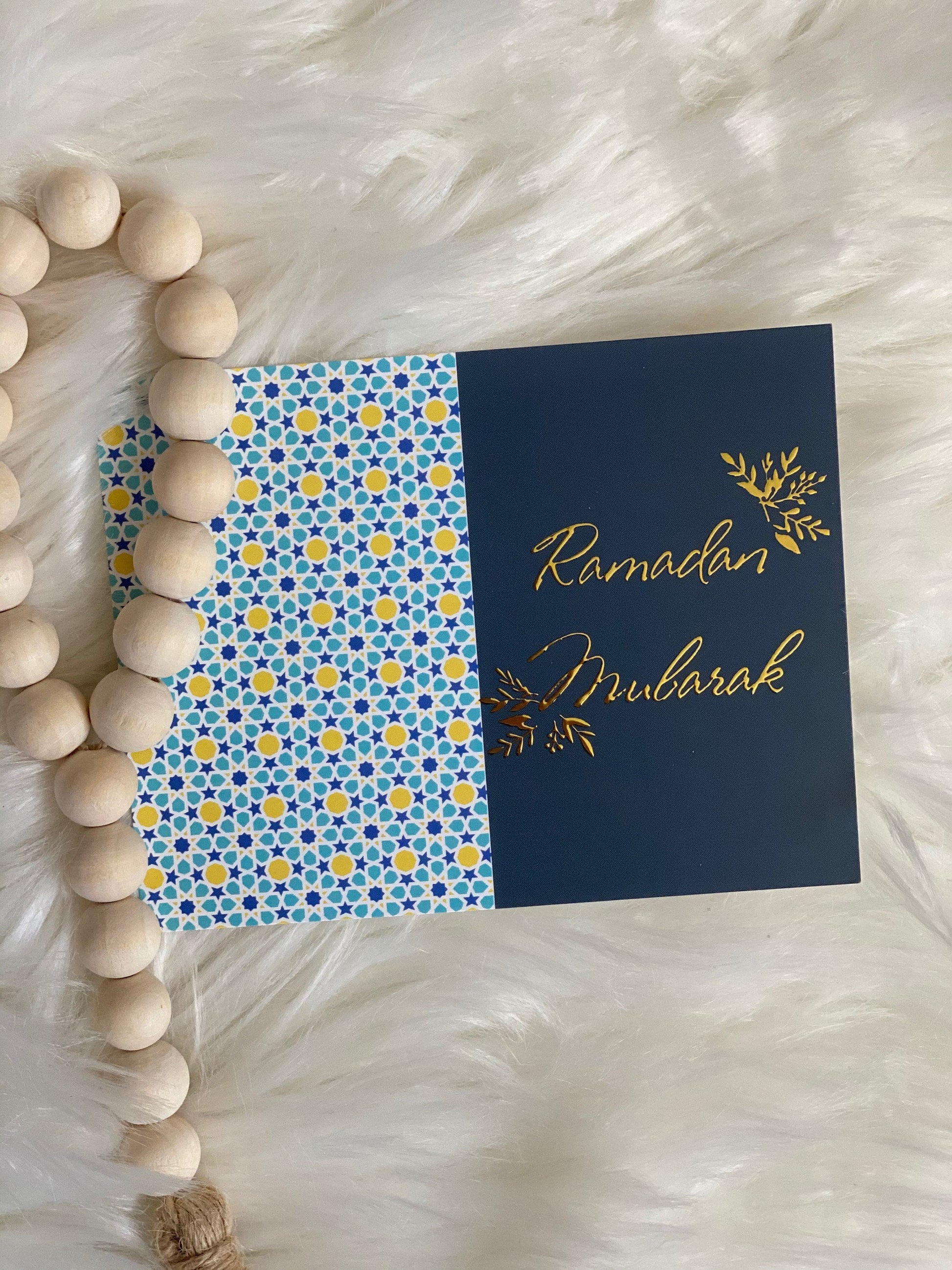 Gold Foil Ramadan MUBARAK Postcard, Ramadan Postcard, Ramadan Mubarak greeting