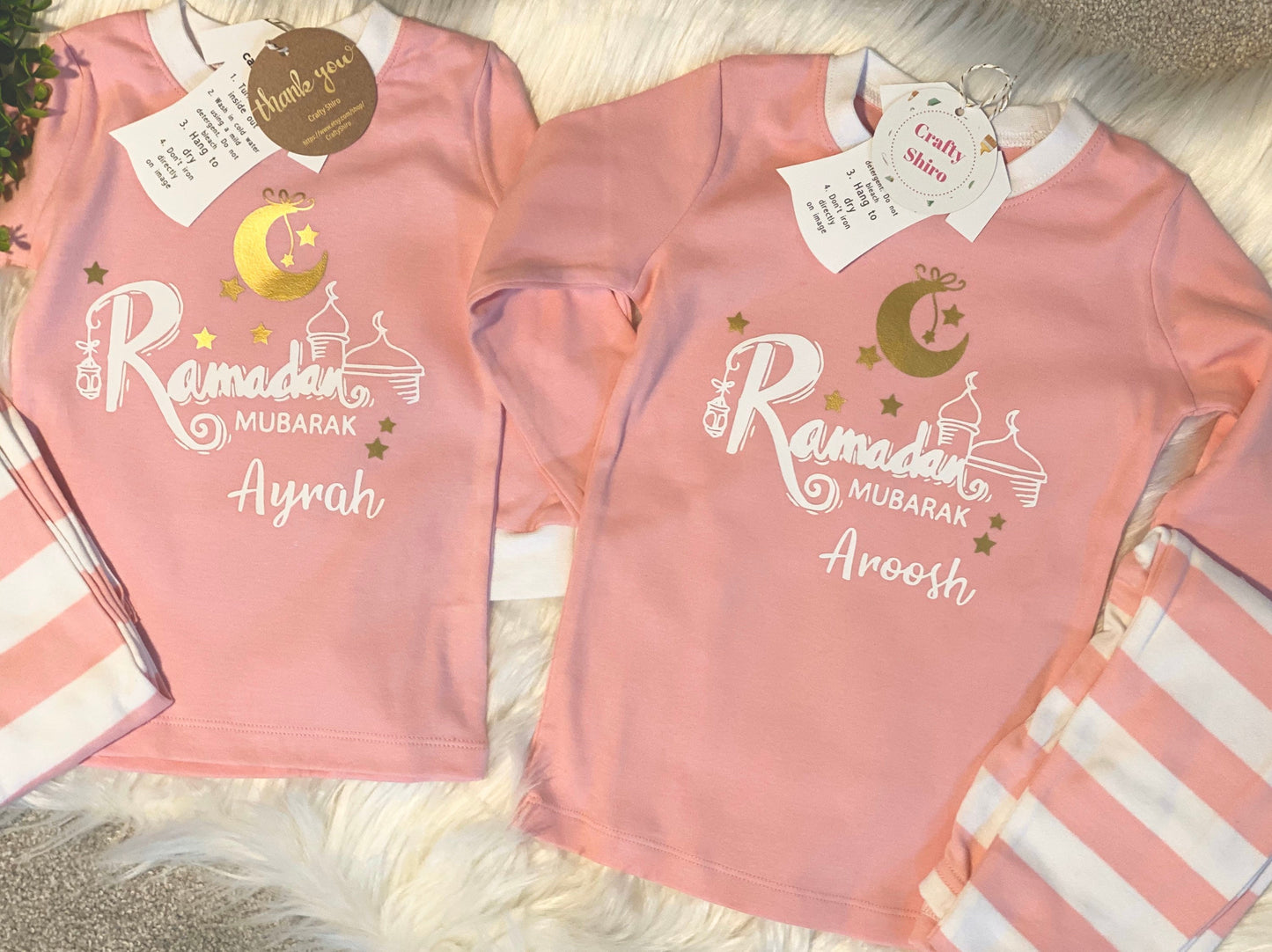 Personalized Ramadan mubarak kids pjs ramadan pj ramadan for kids SHORT SLEEVED ramadan/eid pajamas