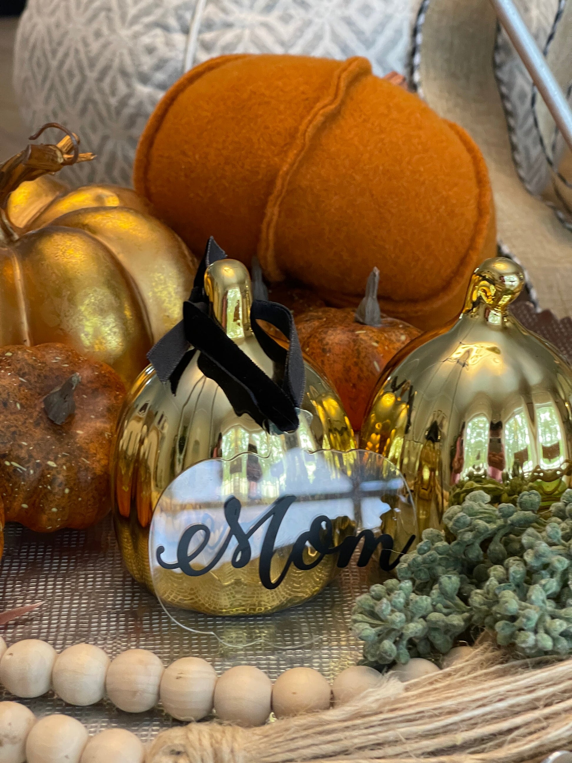 Thanksgiving Pumpkin acrylic ornament, personalized thanksgiving ornament, pumpkin fall decor, thanksgiving table decor