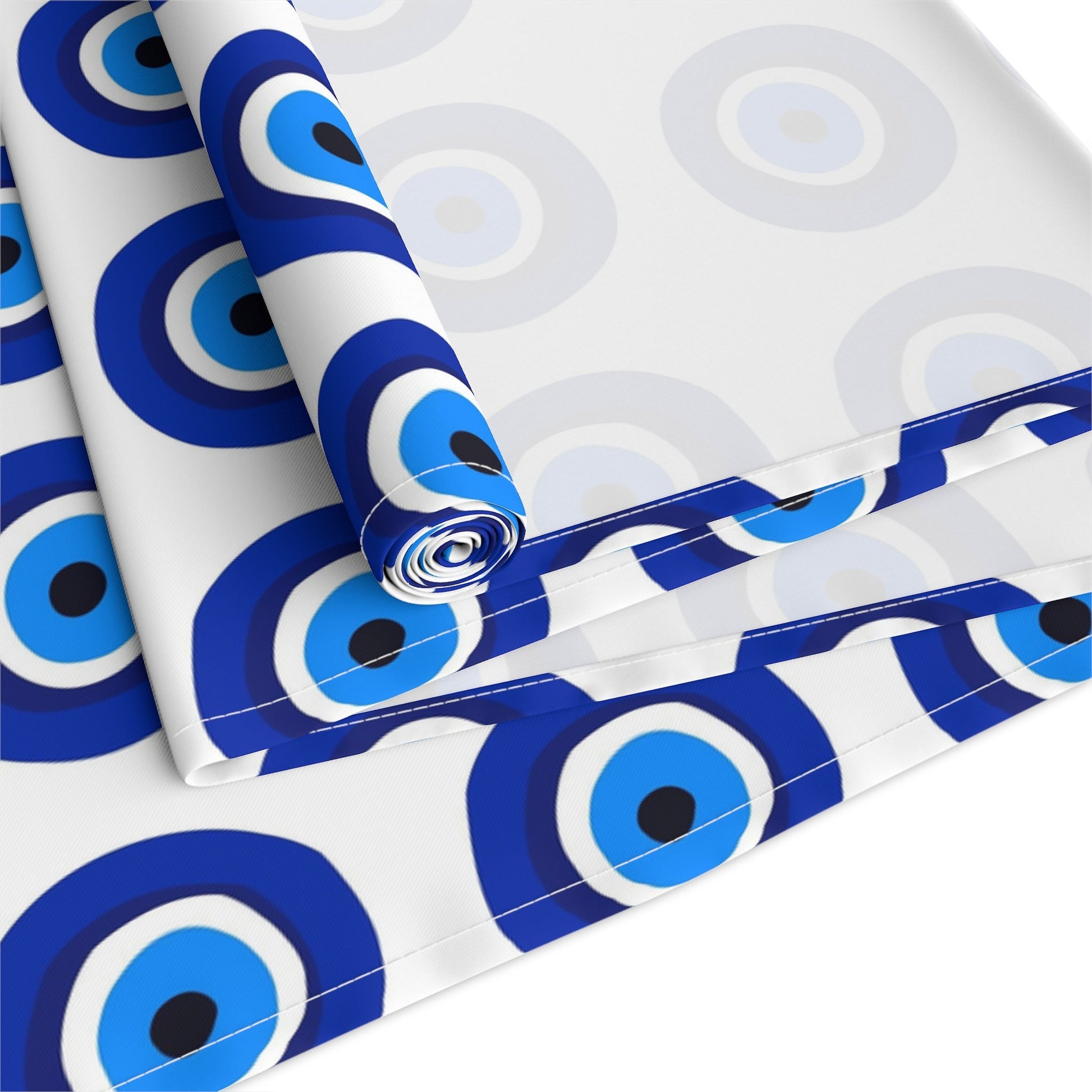 Evil Eye Table Runner, Nazar table runner, royal blue and white home decor, arabic decor, islamic decor