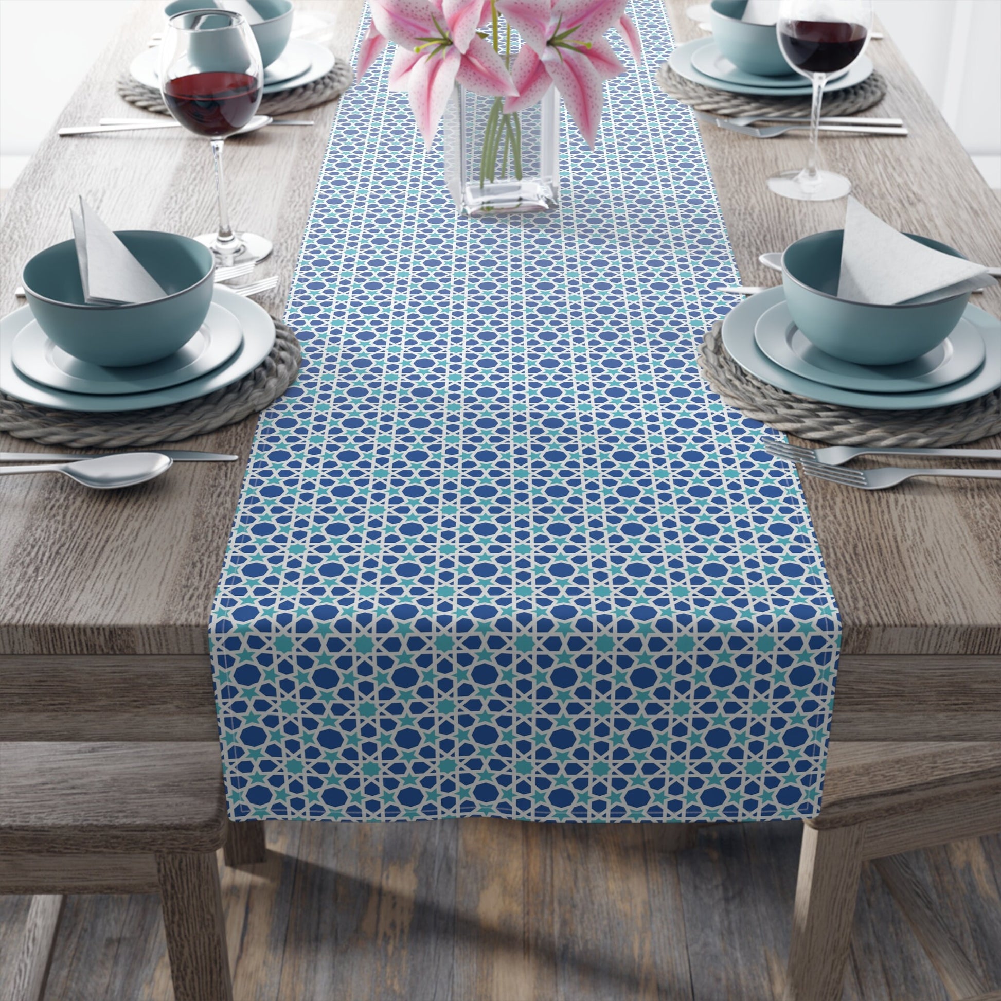 Ramadan table runner, Moroccan inspired design table runner, Arabic design table runner