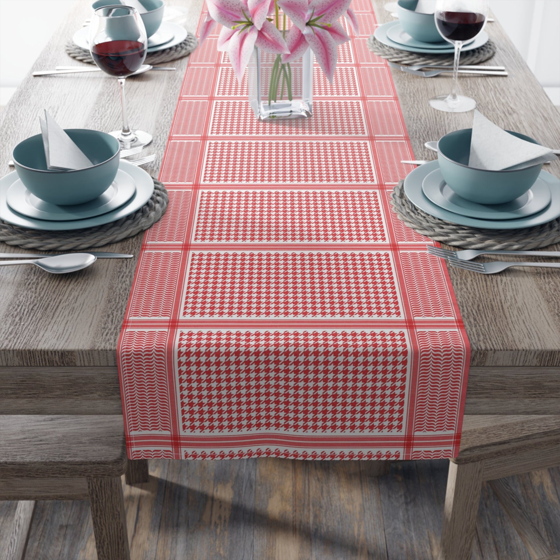 Palestinian printed Kufyah table runner (Cotton, Poly) dinning table decor, Palestine decor table runner, PRINTED