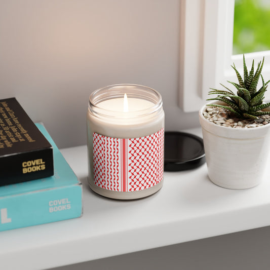 Palestinian Scarf Candle - Keffiyeh Patterned Candle, Unique Gift, Cultural Home Decor, Handcrafted and Stylish