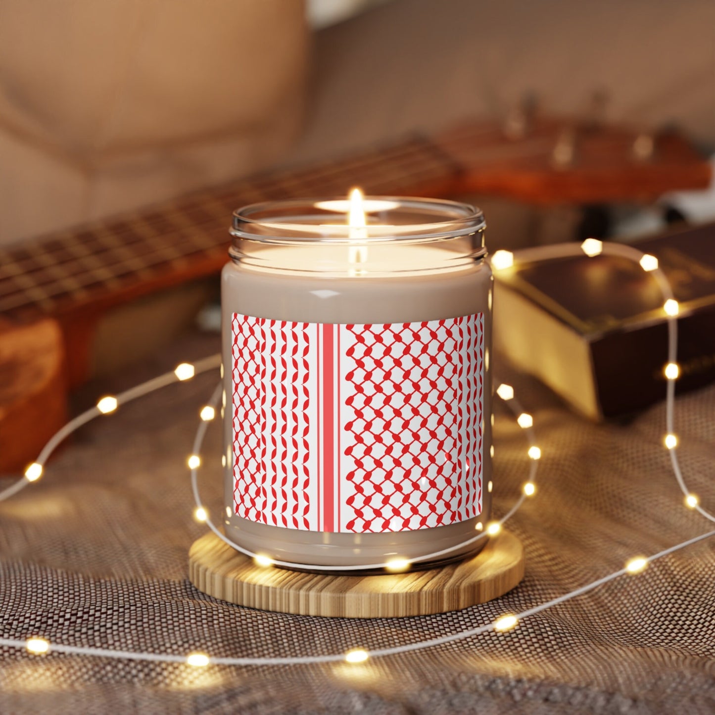 Palestinian Scarf Candle - Keffiyeh Patterned Candle, Unique Gift, Cultural Home Decor, Handcrafted and Stylish
