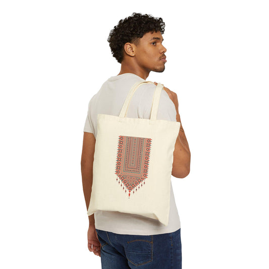 Palestinian tatreez print Cotton Canvas Tote Bag