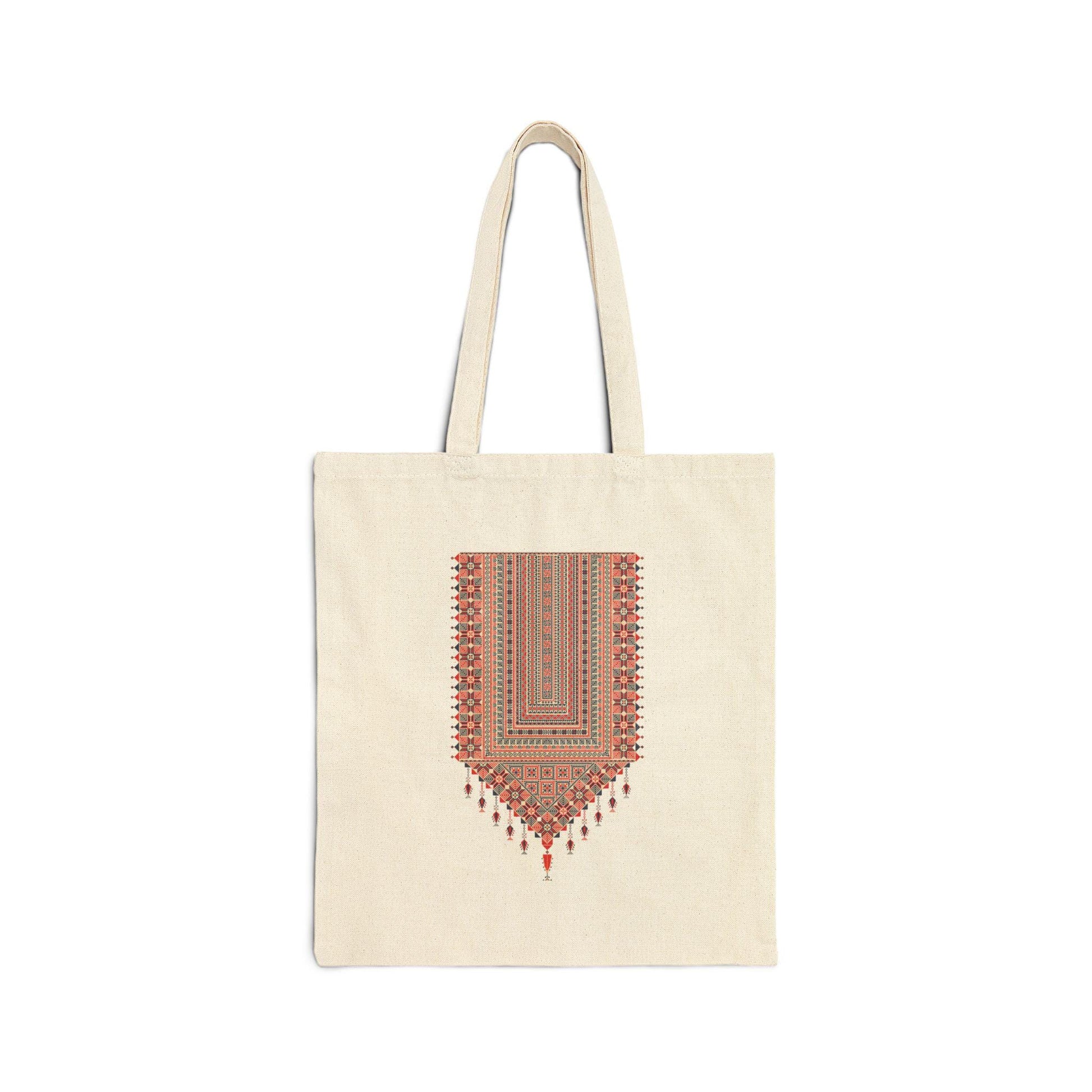 Palestinian tatreez print Cotton Canvas Tote Bag