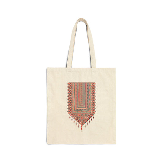 Palestinian tatreez print Cotton Canvas Tote Bag