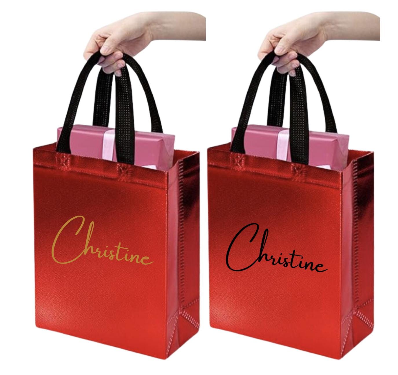 Personalized Christmas Gift Bags, Red Gift Bags, Xmas Gift Bags, Christmas Party Bags, Christmas bags, Custom Christmas Gift, Christmas Eve