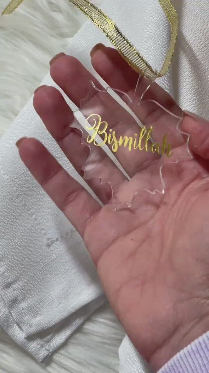 Acrylic Bismillah ornaments, Acrylic name tags for ramadan, ramadan Clear Acrylic Ornaments Leaf Acrylic Tag Acrylic